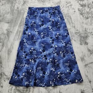 Vintage Sag Harbor Skirt Womens 12 Blue Floral Maxi Side Zip Lightweight Modest‎